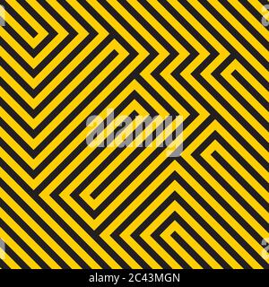 Optical illusion diagonal black and yellow pattern, modern op art geometric abstract background. Vector illustration Stock Vector
