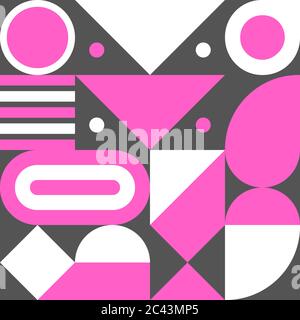 Bauhaus print, geometric seamless retro pattern with shapes, geometric composition, hipster modern abstract background Stock Vector