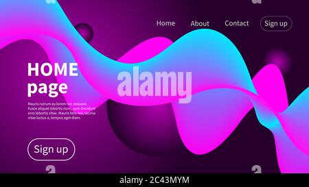 Home page, landing page for website, abstract futuristic background with lines. Vector graphic trendy design Stock Vector