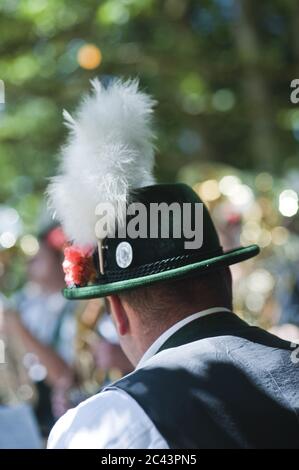 Man is wearing a traditional Bavarian hat Stock Photo