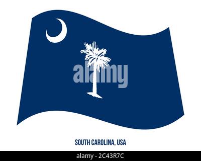 South Carolina (USA State) Flag Waving Vector Illustration on White Background. Flag of the United States of America. Stock Vector