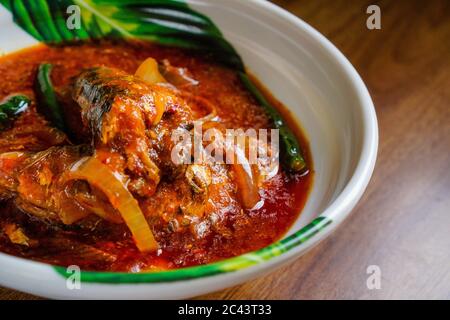 Sambal tumis sardin - Sardine fish cooked with spicy sambal. Stock Photo