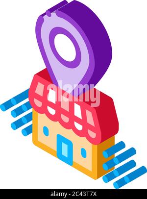 franchise building location gps mark icon vector outline illustration ...