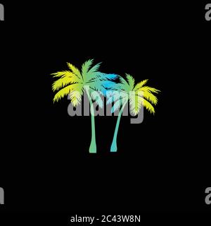 Neon gradient silhouette palm tree Stock Vector