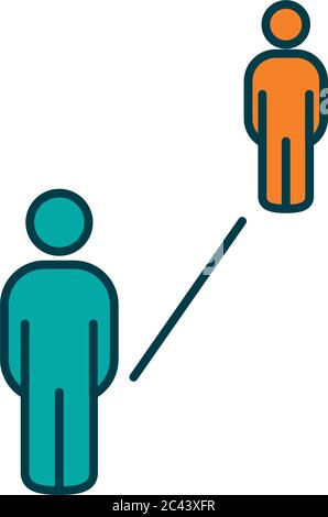 social distancing between two persons line and fill style icon design ...
