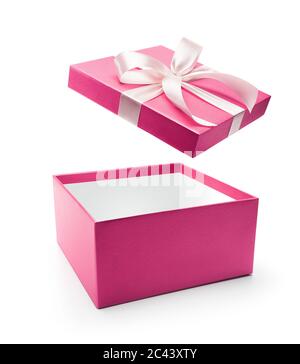 Pink open gift box isolated on white background Stock Photo