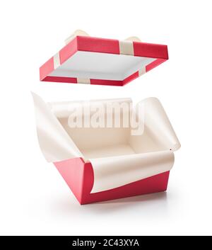 Red open gift box isolated on white background Stock Photo