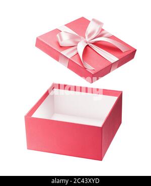 Pink open gift box isolated on white background Stock Photo