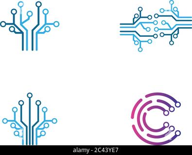 Circuit logo template vector icon illustration design Stock Vector