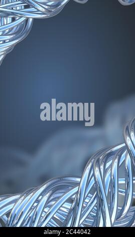 Aluminum abstract string artwork background 3d illustration Stock Photo