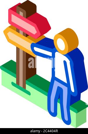 human direction pillar isometric icon vector illustration Stock Vector