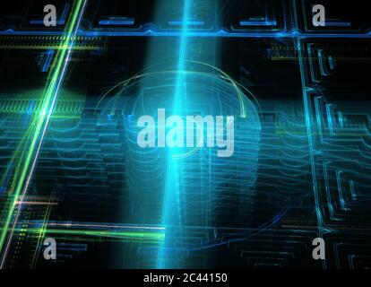 Dynamic curves ands color pattern. Fractal graphics. Science and technology concept. Stock Photo