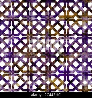 Geometric colorful grid in arabesque style. Seamless pattern Stock Photo