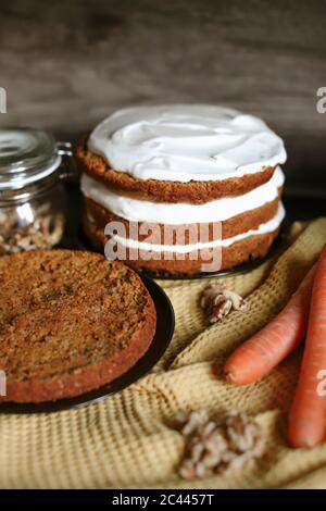 Carrot cake preparation Stock Photo
