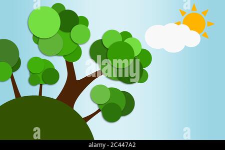 Eco friendly concept with trees, 3D rendering Stock Photo