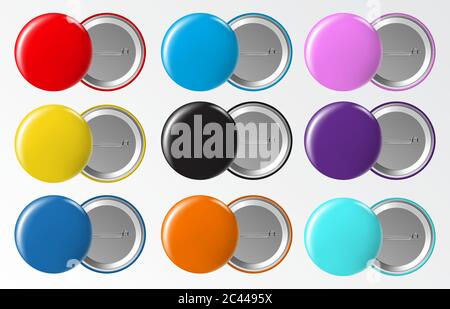 Pin badges blank round metal button badge Vector Image