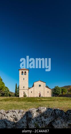 San Vincenzo al Volturno is a historic Benedictine monastery located in the territories of the Comunes of Castel San Vincenzo and Rocchetta a Volturno Stock Photo