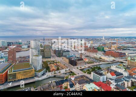 Sweden, Scania, Malmo, Aerial view of Malmo Central Station area Stock Photo