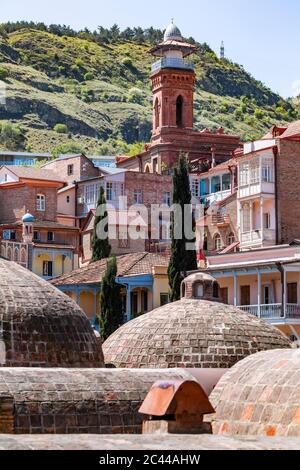 Jumah Mosque and residential buildings in Tbilisi, Georgia Stock Photo