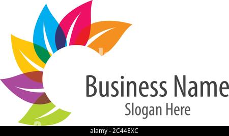 Colorful leaf logo illustration design Stock Vector