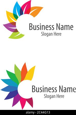 Colorful leaf logo illustration design Stock Vector
