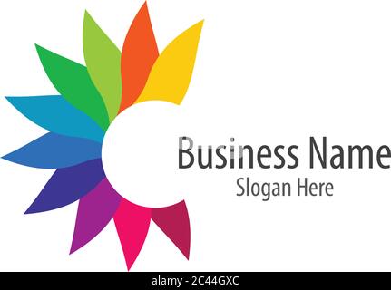 Colorful leaf logo illustration design Stock Vector