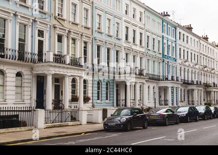 LONDON, UK - 16TH JULY 2015: Common Terrace houses in Notting Hill during the day. Stock Photo