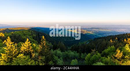 Germany, Baden-Wurttemberg, View of Black Forest range from Schauinsland mountain at dawn Stock Photo