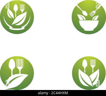 Organic food logo template vector icon illustration Stock Vector