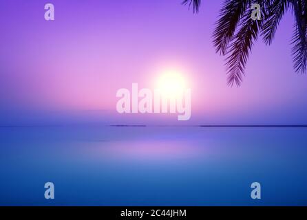Dead Sea in the early morning. Wild nature. Tropical minimalist landscape. Sunrise over the sea. Summertime Stock Photo