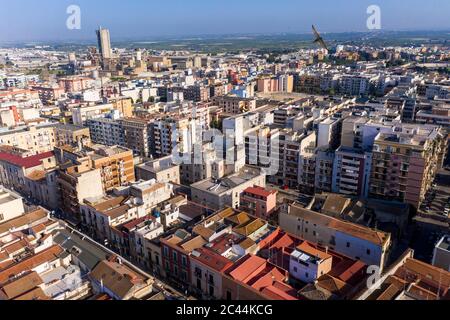Italy, Province of Barletta-Andria-Trani, Barletta, Helicopter view of residential district of coastal city Stock Photo
