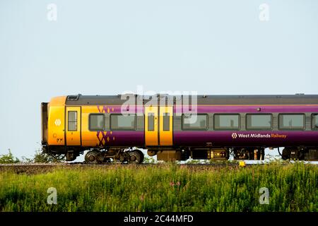 West Midlands Railway Class 172 diesel train, side view, Warwickshire, UK Stock Photo