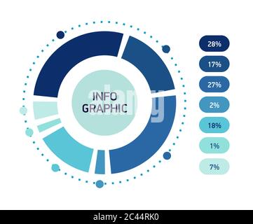 Blue Abstract infographics circle. Template cycle diagram, graph, presentation chart. Business concept with options. Vector illustration in flat. Stock Vector