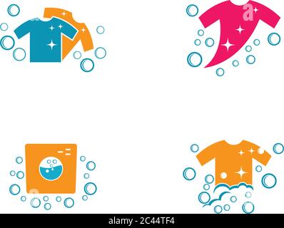 Laundry logo vector icon illustration design Stock Vector
