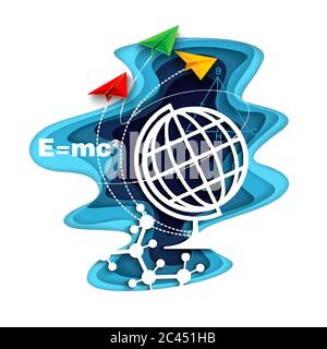 Education and school concept vector poster in paper art origami style Stock Vector