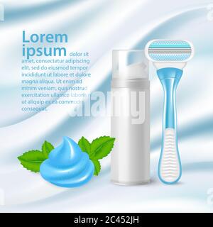 Shaving and hair removal products for women vector realistic illustration Stock Vector