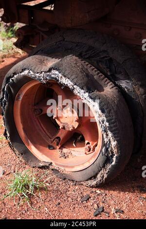 Flat tires on a truck Stock Photo