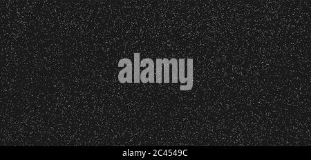 Abstract white dotted pattern grunge on black background and texture. Surface with fine fibers, particles and dust. Small noise, chaotic dots, spots. Stock Vector