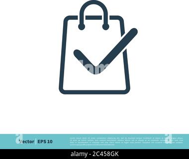Shopping Bag Check Mark Icon Vector Logo Template Illustration Design. Vector EPS 10. Stock Vector