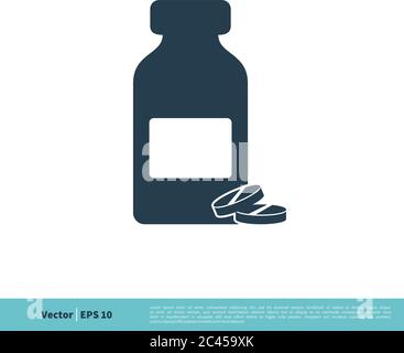 Pill and Bottle Icon Vector Logo Template Illustration Design. Vector EPS 10. Stock Vector