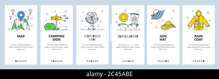 Summer travel website and mobile app onboarding screens vector template Stock Vector