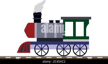Locomotive on tracks - flat design Stock Vector