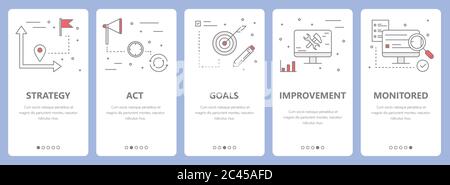 Vector set of thin line flat design action plan concept banners Stock Vector
