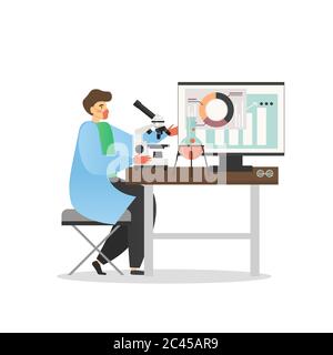 Scientist working in medical lab, vector flat illustration Stock Vector
