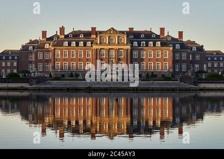 Nordkirchen Castle, North Rhine-Westphalia, Germany, 06-24-2020. Early in the morning shortly after sunrise. Stock Photo