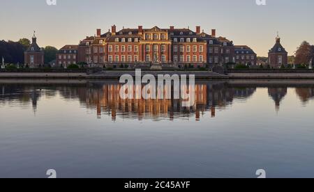 Nordkirchen Castle, North Rhine-Westphalia, Germany, 06-24-2020. Early in the morning shortly after sunrise. Stock Photo