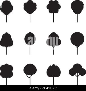 Set of outline Tree icon. Abstract Tree thin icons. Outline linear Plants. Editable stroke fill. Tree simple isolated vector symbol. Stock Vector