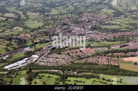 aerial view of Ashbourne market town in the Derbyshire Dales Stock Photo