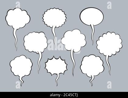 Set of comic speech bubbles with shadow. Vector Illustration and graphic elements. Stock Vector