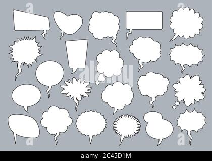 Set of comic speech bubbles with shadow. Vector Illustration and graphic elements. Stock Vector